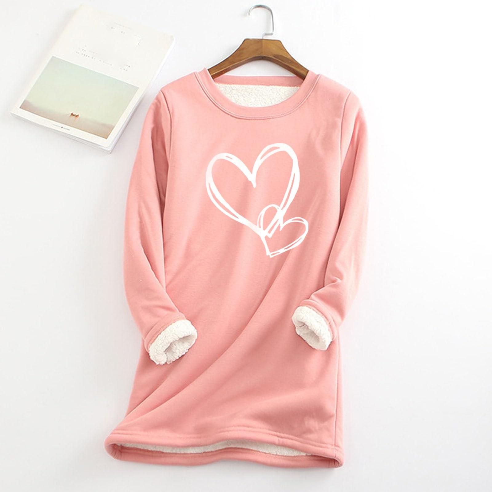 

Женский круглый вырез с принтом из утолщенного плюша и кашемира, теплый длинный топ L розовый