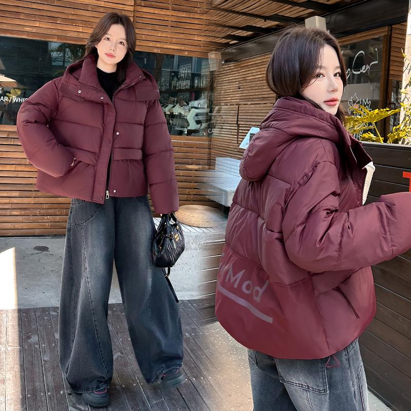 Women's Letters Printed Hooded New Cold and Windproof Lightweight Thickened Fluffy Warm Loose High Quality Fabric Casual Sports Cotton Clothing