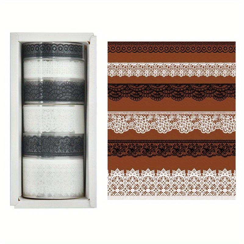 6 Rolls of European and American Style, Multi-Size, Retro Literary Lace Transparent PET Notebook Tape Stickers