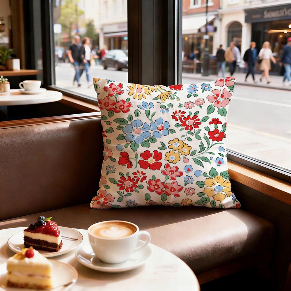 Solid Color Patchwork Floral Cushion Cover Set of Decorative Short Plush Pillow Covers for Sofa Soft Cushion Case x cm