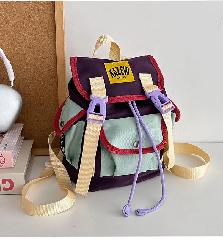 

инс дизайн чувство ретро контрастный цвет мини рюкзак иностранный универсальный дорожный школьный рюкзак легкий уличный рюкзак 19*13*23 фиолетовый