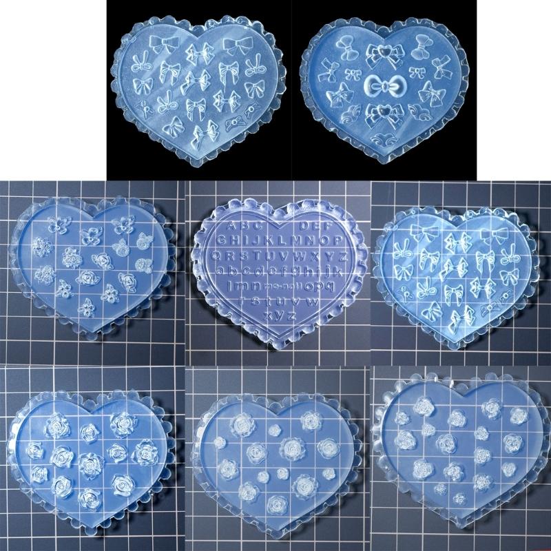 Set of 10 Silicone Nail Art Mold Embossing Patterns Nail Mould Decorations Jewelry Making Tool Handmade Ornament Molds