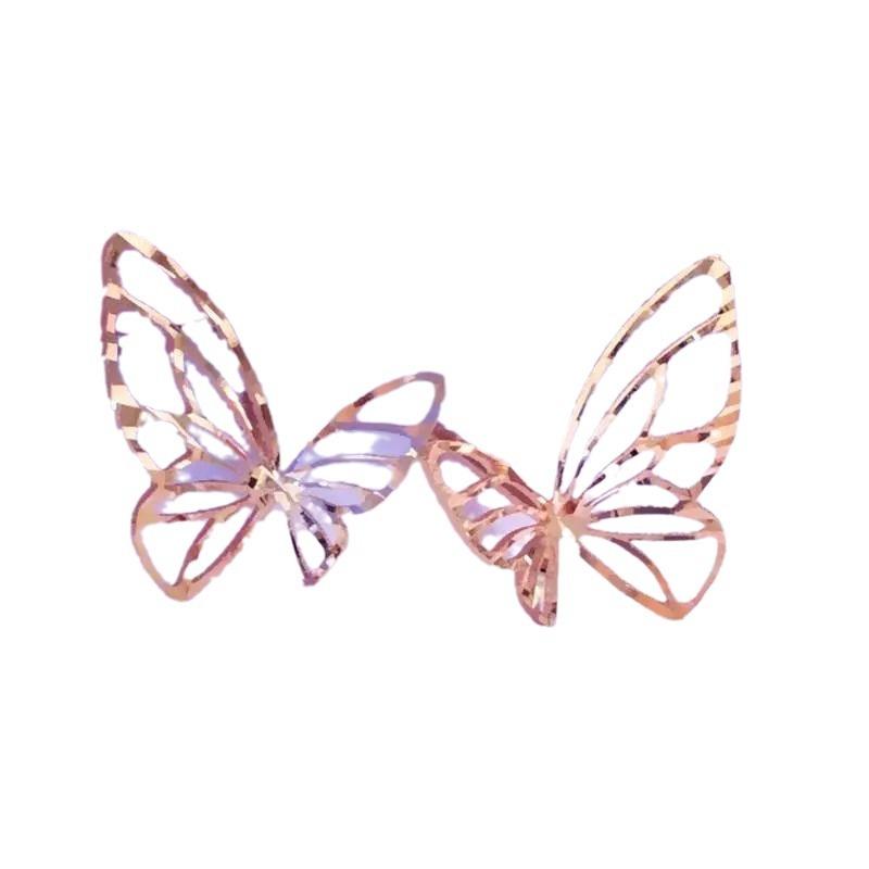 Orecchini a lobo a forma di farfalla cava placcati oro rosa viola Femminilità Moda di alta gamma Colore Oro Gioielli per orecchie
