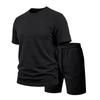 Men Casual Loose Textured Short Sleeve T Shirt And Shorts Two Piece Set
