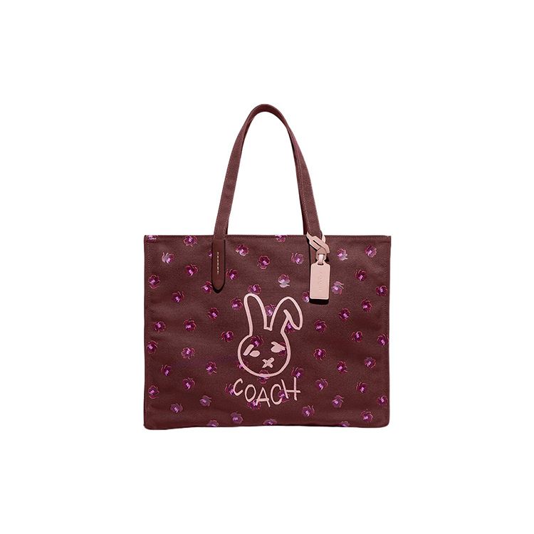 

Coach 42 Snap Closure Rabbit Print Canvas And Leather Tote Bag Women Tote Bags Burgundy CF926-B4MZI Basic Set (Bag+Dust Bag)