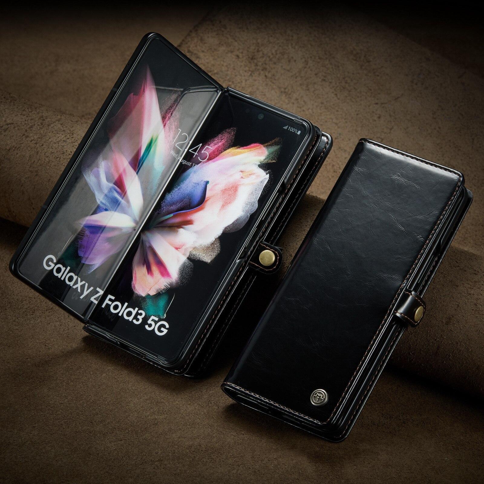 

Флип-кожаный защитный чехол для Samsung Galaxy Z Fold3 Fold 3 5 5G Fold4fold 4 zfold4fold5 Противоударный держатель для карт Чехол для телефона Fundas Samsung Z Fold 3 чёрный