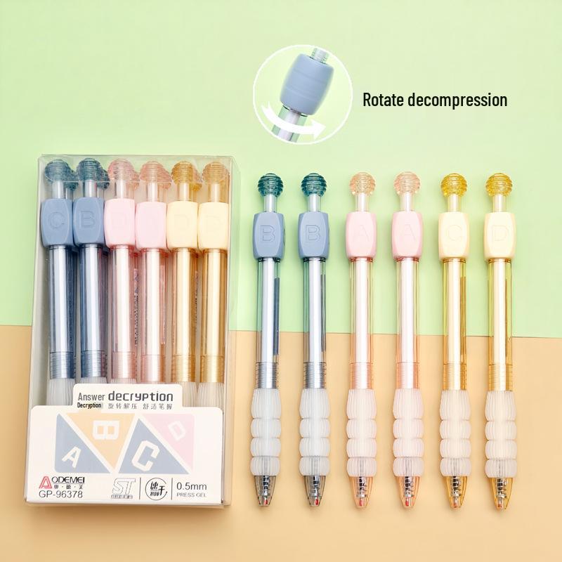 

360° Rotation Answer Pen - 0.5mm Water-based, Press-type for Students & Office Writing Black [Box of 12]