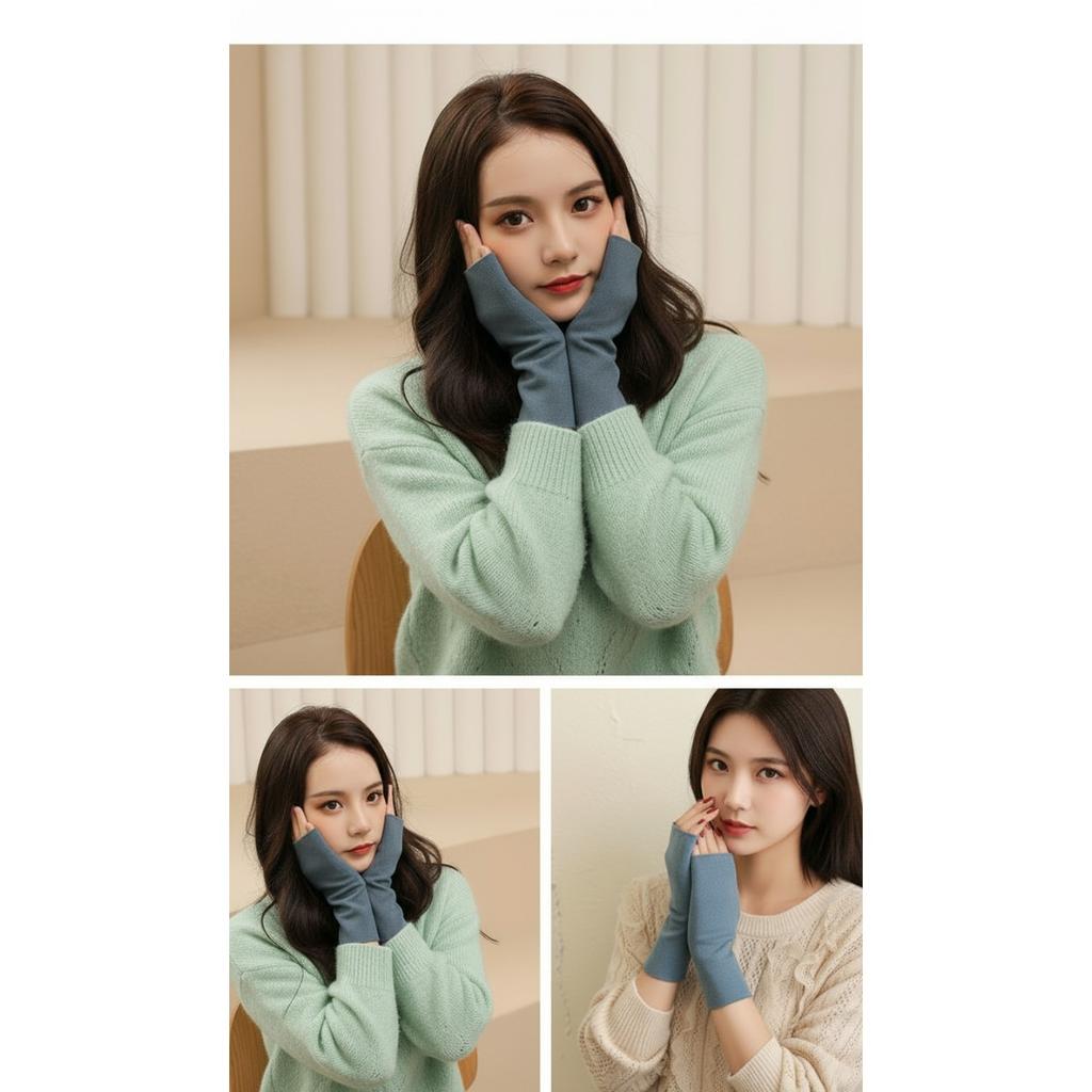 De Rong, Half Fingered Gloves, Warm, Student, Writing, Touchscreen, Gloves, Self Heating, Office, Typing, Fingerless Gloves