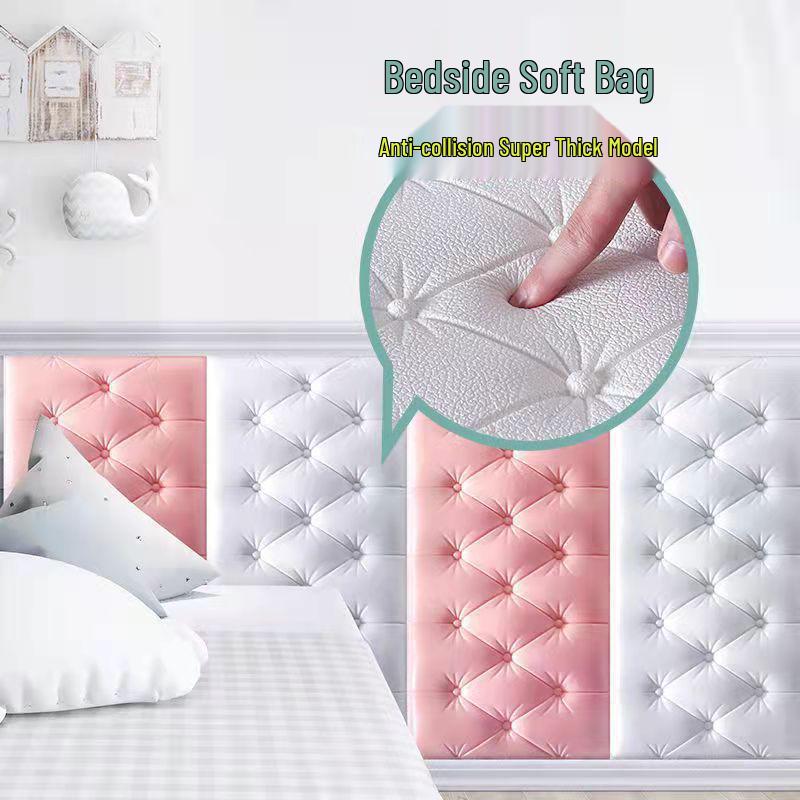 3D Soft Foam Self-Adhesive Wall Sticker for Kids – Anti-Collision, Tatami Style Headboard & Wall Surround Upholstery
