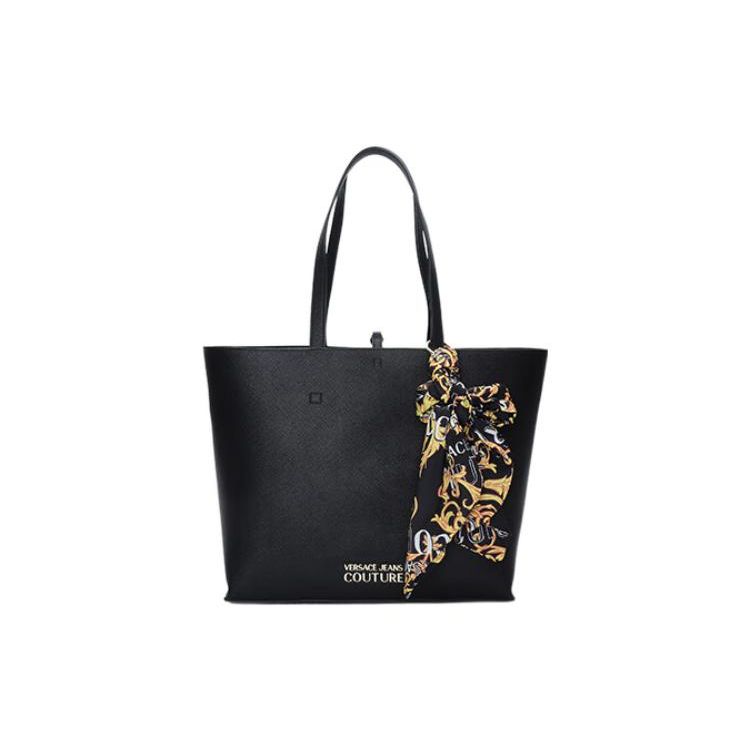 Versace Jeans Couture Gouden Logo Klassieke Print Sjaal Tote Bag Dames tote bags Zwart 74VA4BAF-ZS467-899 Basic Set (Bag+Dust Bag)