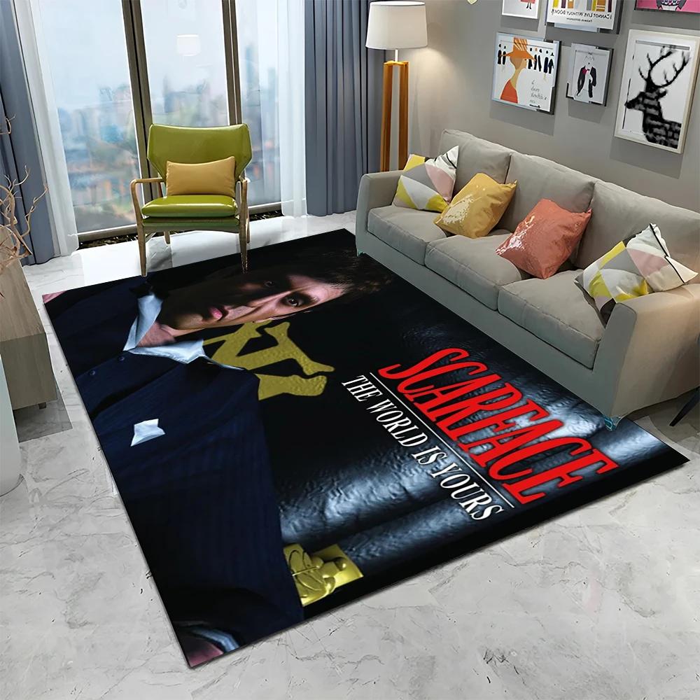 3D Printing Movie Scarface Tony Carpet Rug for Home Living Room Bedroom Sofa Doormat Decor,kids Play Area Rug Non-slip Floor Mat