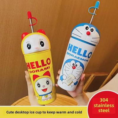 Doraemon Large Capacity 304 Stainless Steel Straw Thermos Cup for Kids