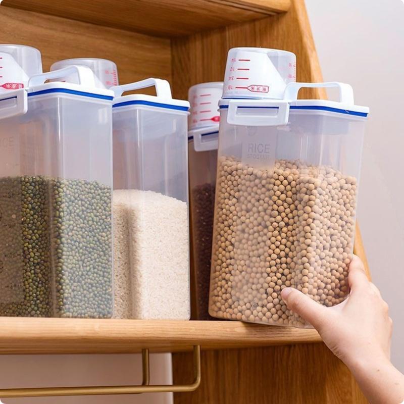 1/3/5Pcs Moisture-Proof Grain Storage Jar Sealed Rice Bucket Pet Food Container Set Kitchen Storage Box For Dry Goods