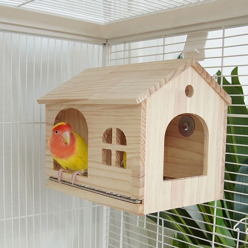 Ziehbarer Boden Netz Vogelhaus Papagei Holzhaus Tigerfell Pfingstrose Mönch Wellensittich Kleines Haus Kleines Sonnen Fluchthaus Spielzeug