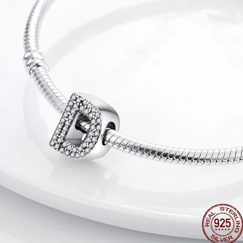 Copper 26 Letter Copper Series Shiny Zircon Lucky Letter Beads Charm Suitable Fit 3Mm Original Bracelet
