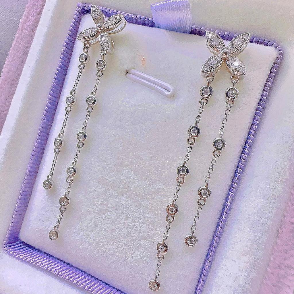 Red Elk S925 Sterling Silver Four-Leaf Clover Tassel Earrings