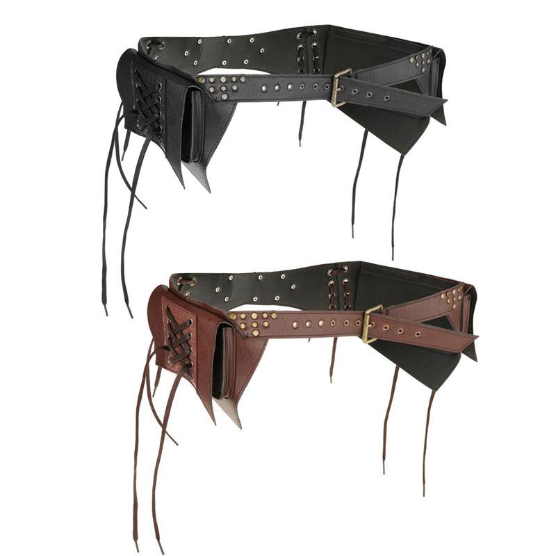 1pc Medieval PU Leather Waist Pouch Bag Unisex Viking Knight Pirate Cosplay Waistbag Handmade Belt Satchel Larp Bag Fanny Pack