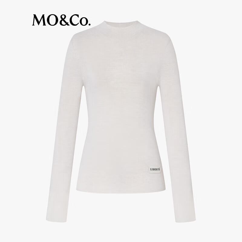 MO&Co. Women's Merino Wool Cashmere Blend Round Neck Sweater