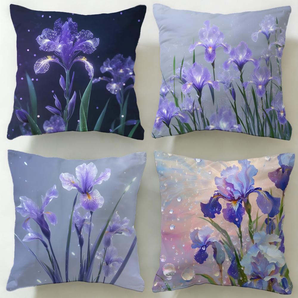 classic theme Iris Cushion Cover Soft & Easy-Wash Pillow Case – Versatile for Couch, Bed, Travel and Office