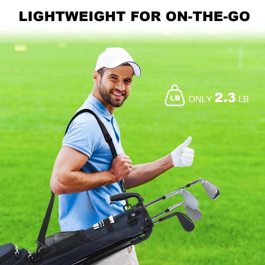 MAZEL Golf Club Ultra Large Capacity Includes Hood and Holds 8 Self-Stand Case, Lightweight, Storage, Pocket, Clubs, Men's, Women's (Navy Blue)