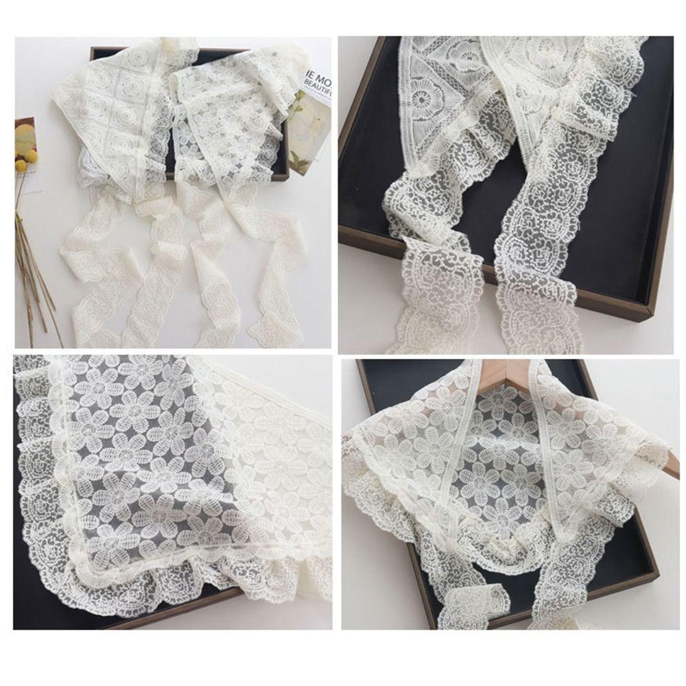 Y2K Streetwear Lace Flower Hair Scarf Embroidered Flower Hollow Out Skirt Jeans Decoration