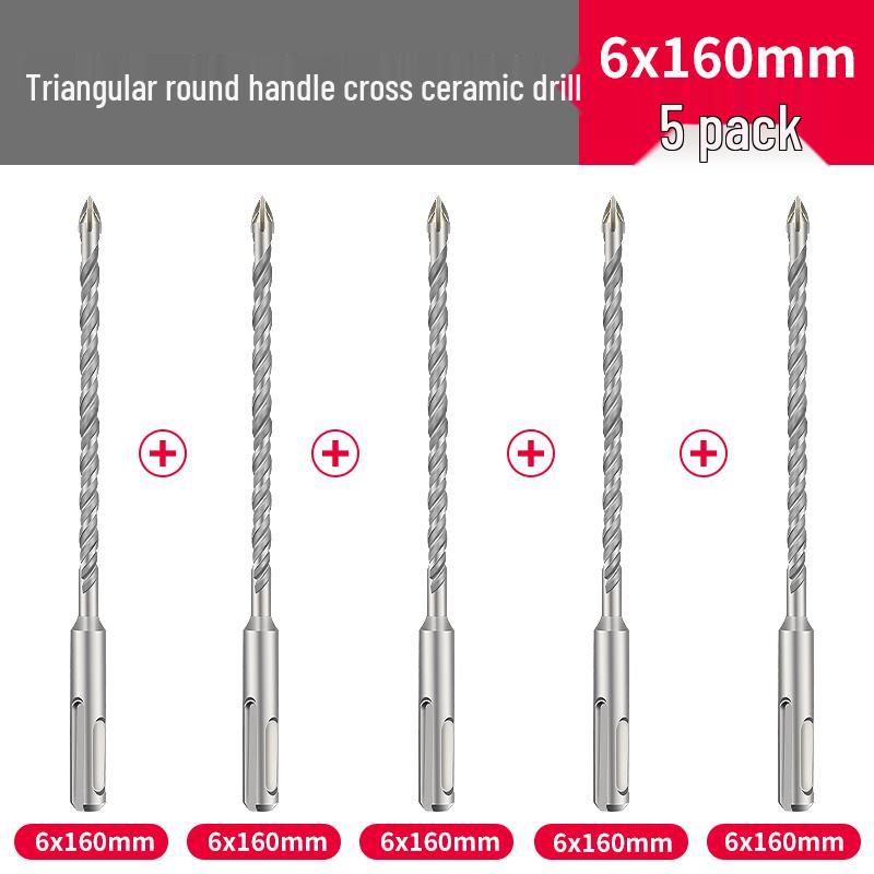 Triangle Tile Ceramic & Concrete Alloy Twist Drill Bit with Cross Round Shank