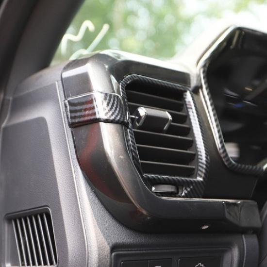 Carbon Fiber Style Central Control Air Vent Cover AC Outlet Trim for Ford F-150