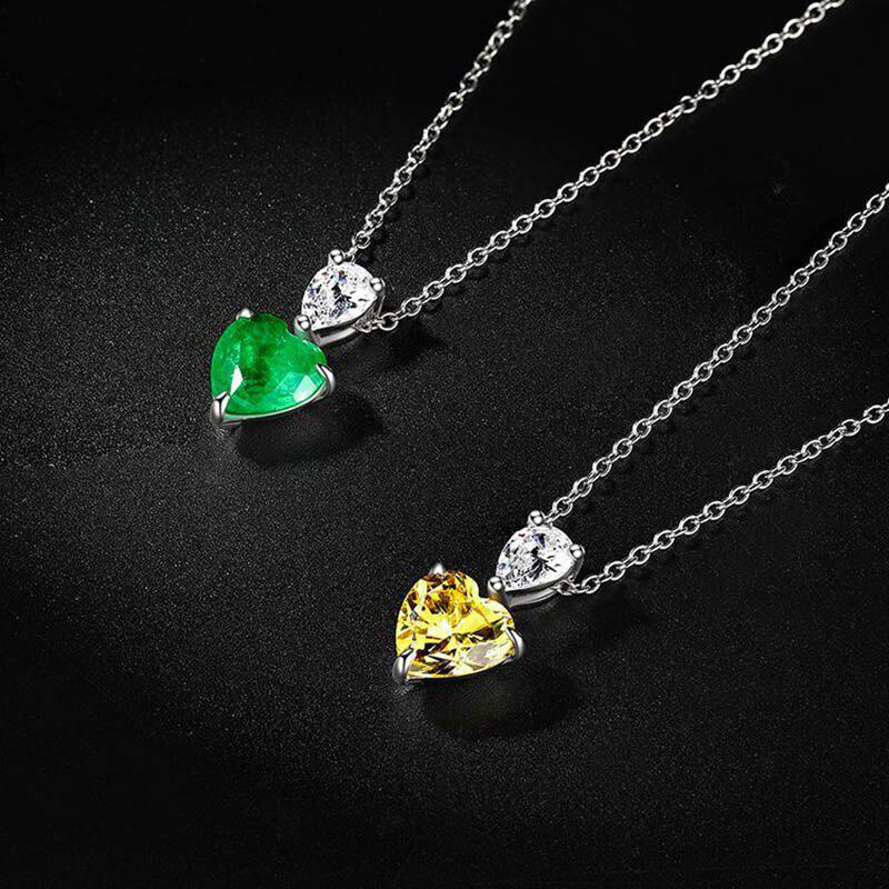 Lindon 925 Sterling Silver Zircon Elegant Female Necklace Jewelry Heart Shaped Pendant for Wedding Banquet Party