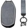 Coque de clé compatible avec Maserati Quattroporte, Ghibli à partir de 2013, Levante à partir de 2017 Porte-clé intelligent 4 boutons Gris