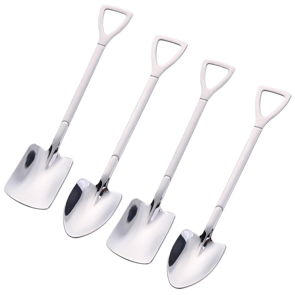 

4 шт. Кофейная ложка из нержавеющей стали для размешивания чайных ложек для мороженого, торта, десерта, набор столовых приборов из серебра