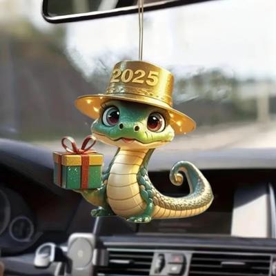 Creative 2025 Year Hanging Pendant Cute Cartoon Snake Design with Gift Box Ornament for Home Car Decoration and Festival Accessories