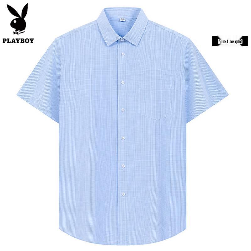 PLAYBOY Men s Geometric Plaid Pure Cotton Knit Shirt 48