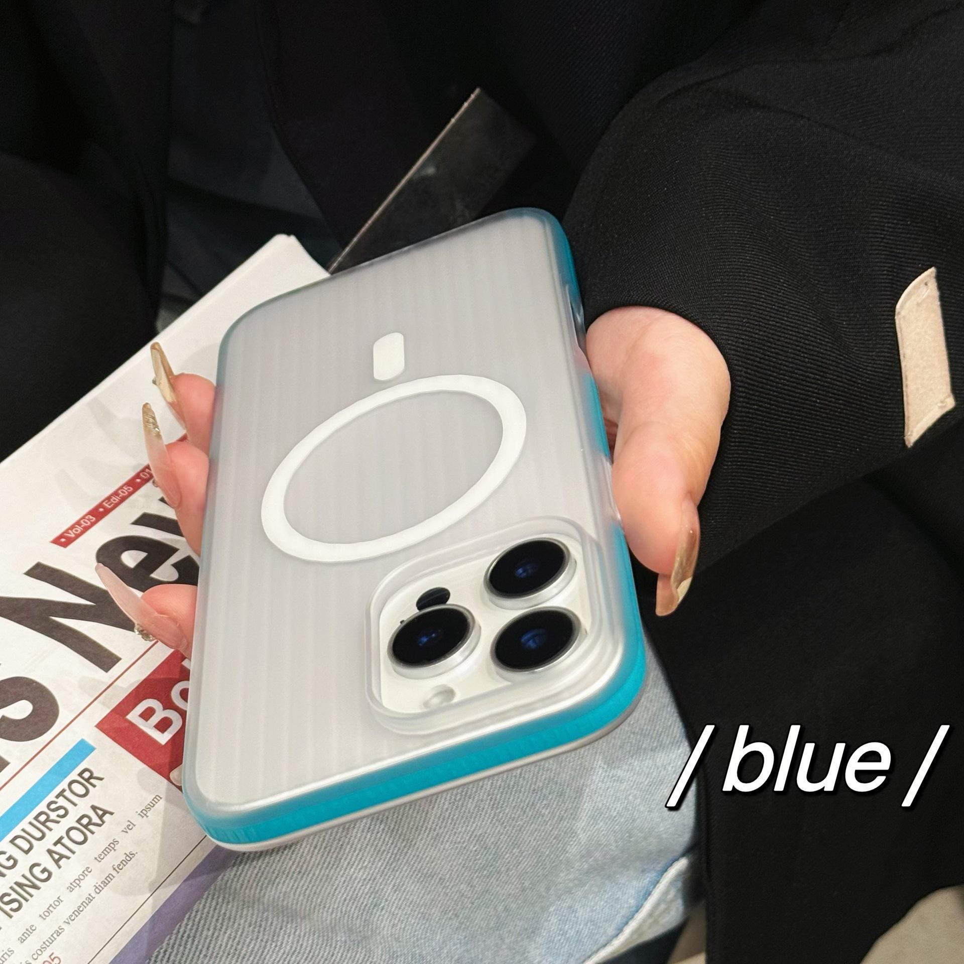 

Подходит для IPhone16Promax, Матовый чехол для телефона с текстурой кожи, Нескользящий, Защитный чехол от падений и с сильным магнитом для Apple 15 iPhone16 синий