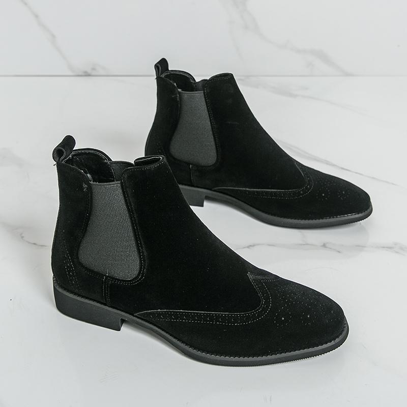 

New Summer Chelsea Boots British Casual Comfortable Business Office Matte Leather Boots Black Brown Men Boots 46 чёрный