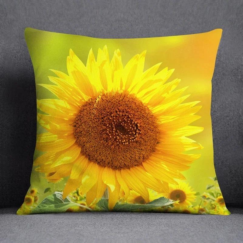 Office Living Room Home Pillowcase Flower and Sunflower Pattern Pillowcase Car Ornaments