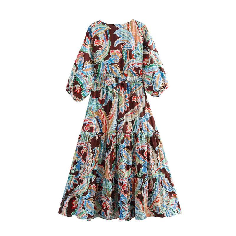 Jnleaog Autumn New Women's Clothing Fashion Style Stylish Fashion Bow Tie Print Dress 2584185