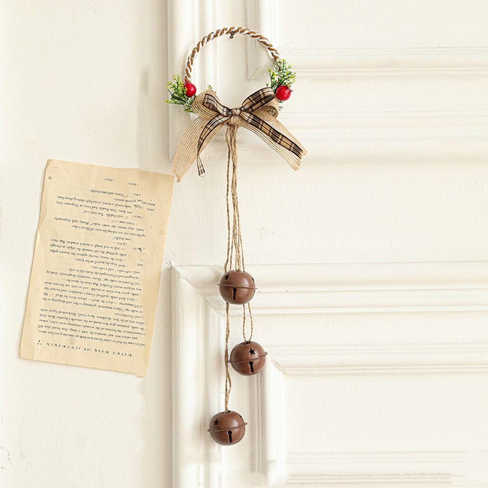Iron Christmas Chime Bells Retro Xmas Tree Hanging Bells Window Display Pendant
