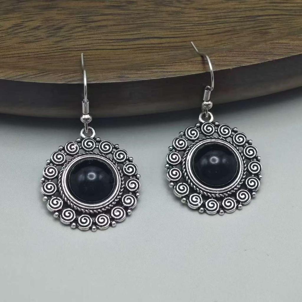 Böhmische ethnische Ohrringe Türkis geometrische hohle Fransenohrringe Ohrringe Frauen