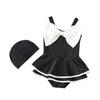 Children's Bowknot One-Piece Swimsuit & Swim Cap – Quick-Drying Dress Style for Toddler Girls