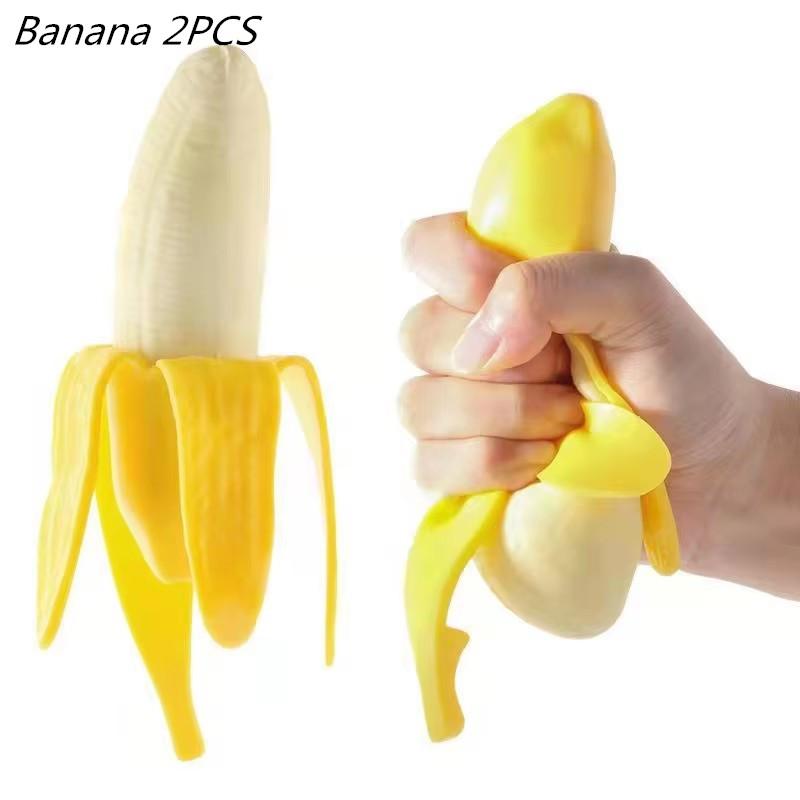 Симпатичні фрукти Squishy Stress Balls Fidget Sensor Toy Squeeze Stress Release Hand Toy Anti-Anxiety Banana Stretchy Slow Rising Toy