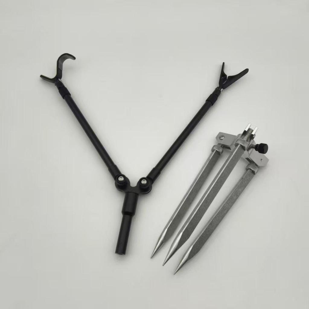 Foldable All-Terrain Ice Fishing Rod Tripod with Horn Head and Ground Stake