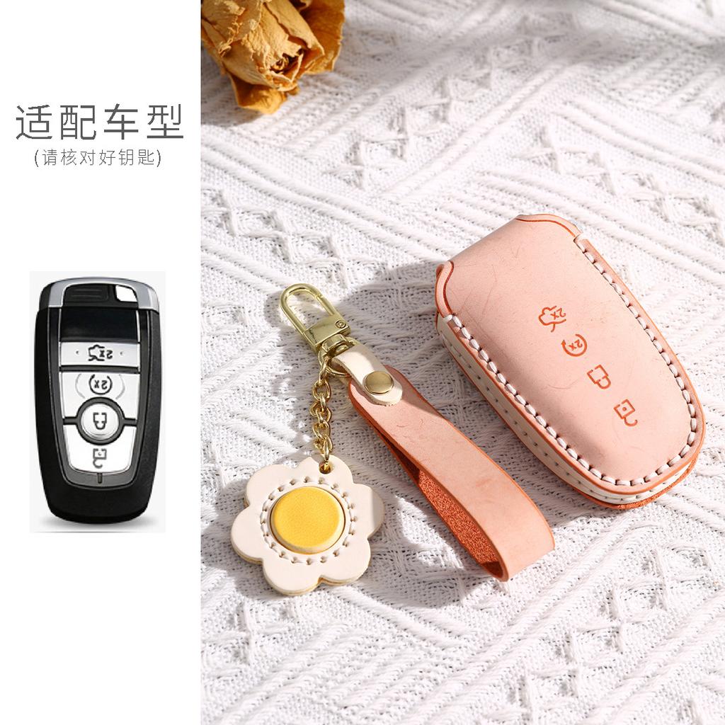 Applicable Ford Key Cover Mondeo/Lincoln Adventurer/Explorer Edge High-End Leather Buckle For Women