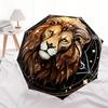 Golden Lion Mandala Wall Art DecorUmbrella, Portable 3-Fold Compact Umbrella for Men & Women Gift