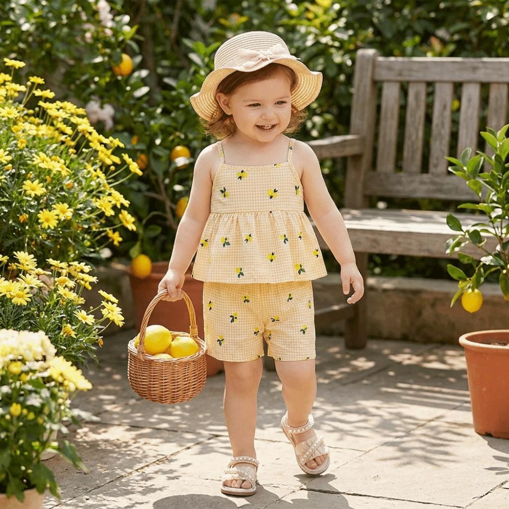 Sleeveless Camisole Shorts Set Spaghetti Straps Summer Clothes Kids Matching Set Home Wear