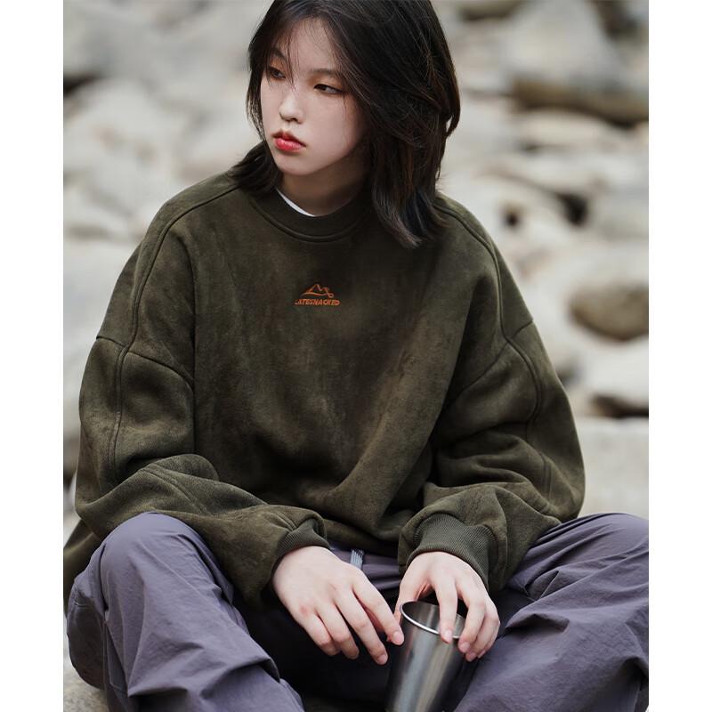 

MAYBEYOND Heavyweight Suede Velvet Loose-Fit Long-Sleeve Sweatshirt XL