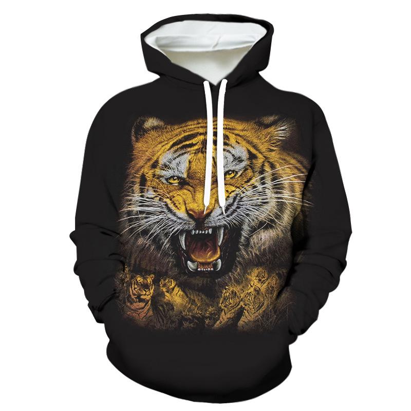 3D Sci-Fi Stil Tiger Löwe Hoodie: Trendige Europäische/Amerikanische Marke