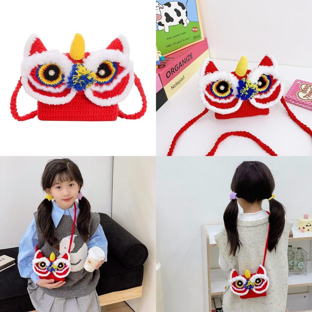 Childrens Festive Lion Plush Bag Cute  Crossbody Bag For Winter Coin Purse