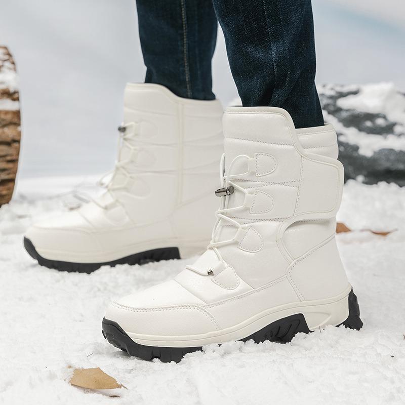 Winter Couple Cotton Shoes Plush Warm Snow Boots Outdoor Non-slip Hiking Boots Waterproof Mid-calf Boot 2025New Winter Men Boots