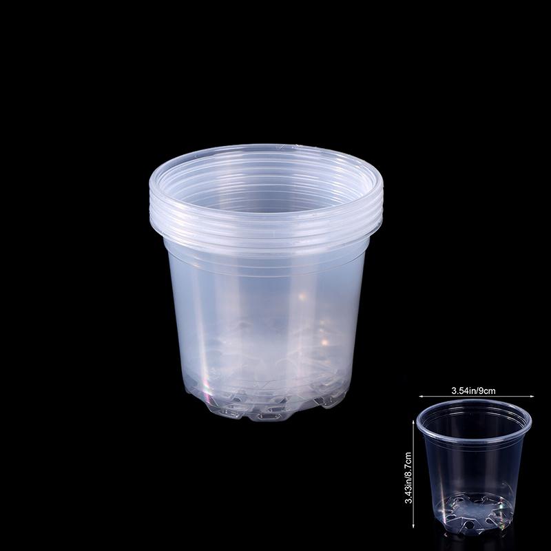 5Pcs Transparent Plastic Flower Pots with Drainage Holes for Gardening - Root Growth Visibility And Water Damage Protection