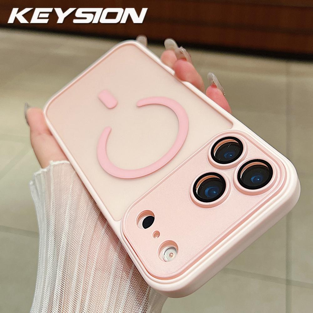KEYSION Luxury Matte Translucent Magnetic Case for MagSafe for iPhone 17 Pro Max Wireless Charging Shockproof Armor Phone Cover
